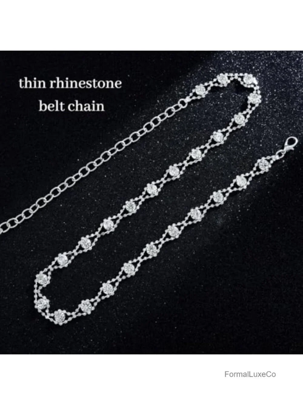 Rhinestone Waist Chain Silver Crystal Waistband Belt Women Hook Buckle